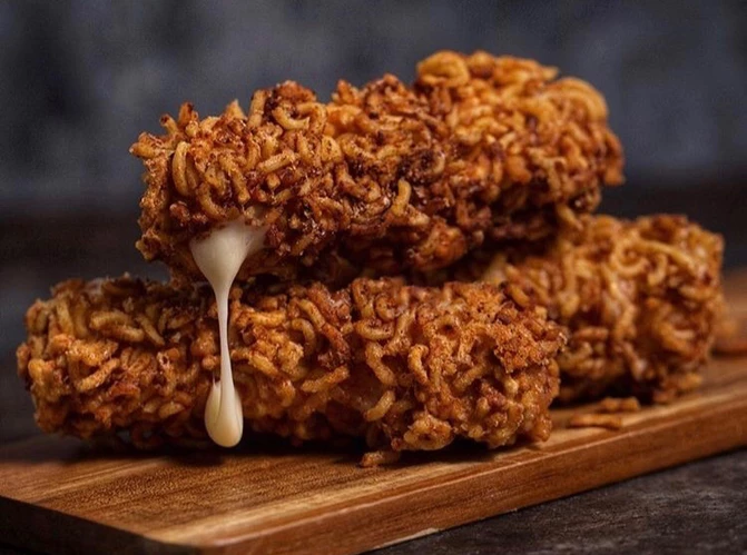 Spicy Ramen Mozzarella Sticks